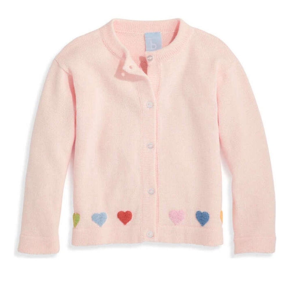 bella bliss Appliqué Heart Cardigan in Pink